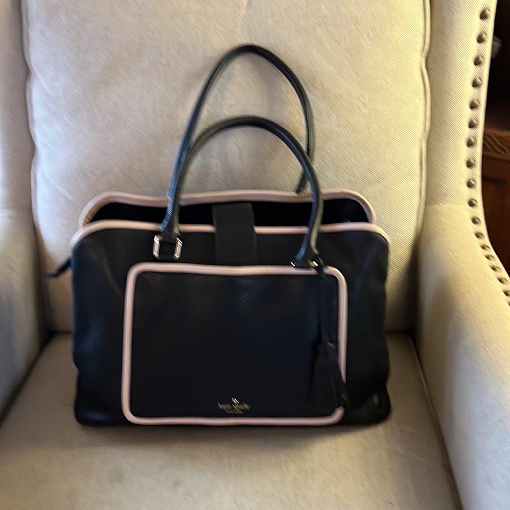 Gorgeous Kate Spade Pebble Leather Satchel Euc , Black W Pale Blush